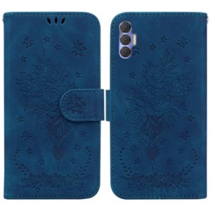 For Tecno Spark 8P Butterfly Rose Embossed Leather Phone Case(Blue) (OEM)