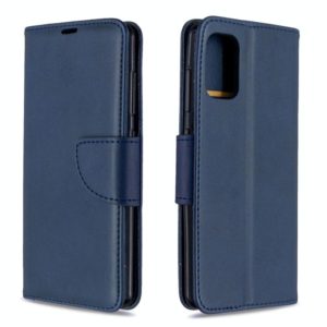 For Galaxy A41 Retro Lambskin Texture Pure Color Horizontal Flip PU Leather Case with Holder & Card Slots & Wallet & Lanyard(Blue) (OEM)