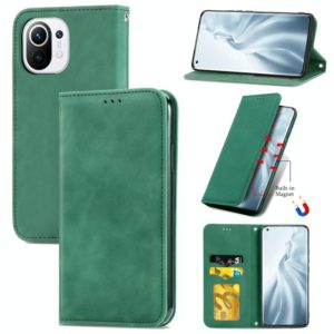 For Xiaomi Mi 11 Retro Skin Feel Business Magnetic Horizontal Flip Leather Case With Holder & Card Slots & Wallet & Photo Frame(Green) (OEM)