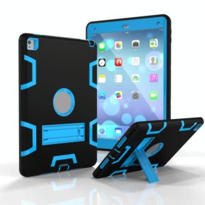For iPad 9.7(2017) Shockproof PC + Silicone Protective Case，with Holder(Black Blue) (OEM)