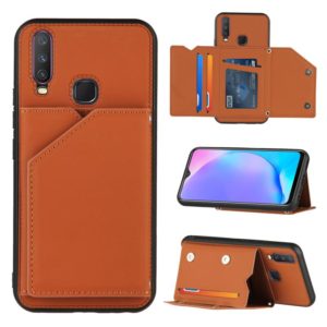 For vivo Y17 & Y15 & Y12 Skin Feel PU + TPU + PC Back Cover Shockproof Case with Card Slots & Holder & Photo Frame(Brown) (OEM)