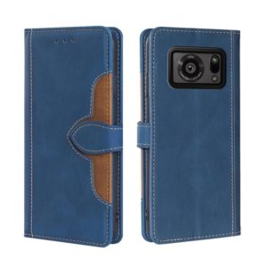 For Sharp Aquos R6 Skin Feel Straw Hat Magnetic Buckle Leather Phone Case(Blue) (OEM)