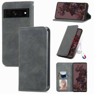 For Google Pixel 7 Pro 5G Retro Skin Feel Magnetic Leather Phone Case(Grey) (OEM)