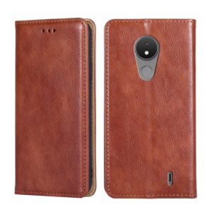 For Nokia C21 Gloss Oil Solid Color Magnetic Leather Phone Case(Brown) (OEM)