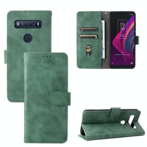 For TCL 10 SE Solid Color Skin Feel Magnetic Buckle Leather Phone Case(Green) (OEM)