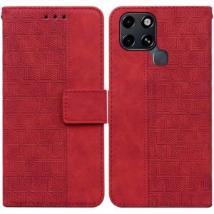 For Infinix Smart 6 Geometric Embossed Leather Phone Case(Red) (OEM)