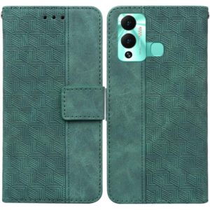 For Infinix Hot 12 Play Geometric Embossed Leather Phone Case(Green) (OEM)