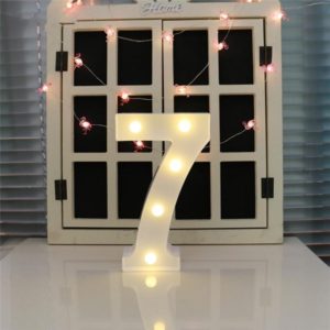 Digit 7 Shape Decoration Light, Dry Battery Powered Warm White Standing Hanging Holiday Light (OEM)