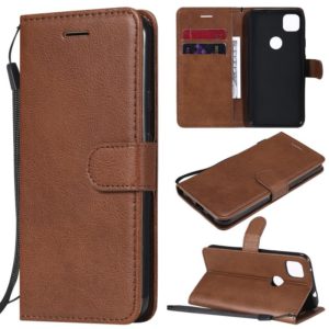 For Google Pixel 4a Solid Color Horizontal Flip Protective Leather Case with Holder & Card Slots & Wallet & Photo Frame & Lanyard(Brown) (OEM)
