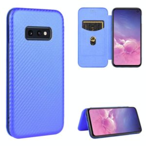 For Samsung Galaxy S10e Carbon Fiber Texture Horizontal Flip TPU + PC + PU Leather Case with Rope & Card Slot(Blue) (OEM)