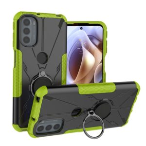 For Motorola Moto G31 Armor Bear Shockproof PC + TPU Phone Protective Case with Ring Holder(Green) (OEM)