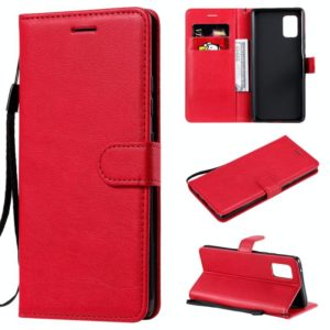 For Samsung Galaxy A71 5G Solid Color Horizontal Flip Protective Leather Case with Holder & Card Slots & Wallet & Photo Frame & Lanyard(Red) (OEM)