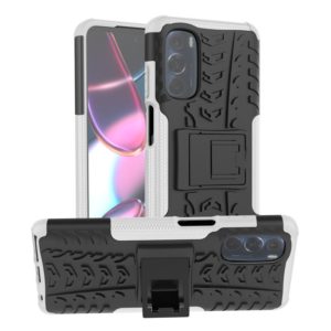 For Motorola Moto G Stylus 2022 4G Tire Texture TPU + PC Phone Case with Holder(White) (OEM)