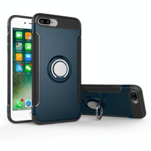For iPhone 8 Plus & 7 Plus Magnetic 360 Degree Rotation Ring Armor Protective Case(navy) (OEM)