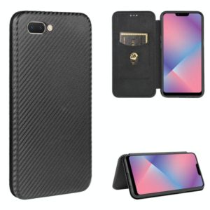 For OPPO A5(AX5) / A3s / A12e Carbon Fiber Texture Horizontal Flip TPU + PC + PU Leather Case with Card Slot(Black) (OEM)