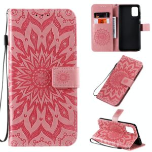 For Galaxy A71 Sun Print Horizontal Flip Protective Case with Holder & Card Slots & Wallet(Pink) (OEM)