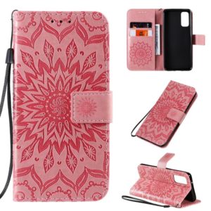 For Galaxy S20 Sun Print Horizontal Flip Protective Case with Holder & Card Slots & Wallet(Pink) (OEM)
