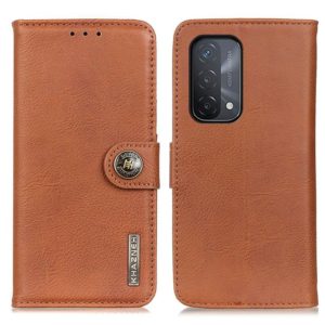 For OPPO A93 5G / A54 5G / A74 5G KHAZNEH Cowhide Texture Horizontal Flip Leather Case with Holder & Card Slots & Wallet(Brown) (OEM)