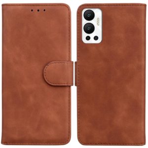 For Infinix Hot 12 Skin Feel Pure Color Flip Leather Phone Case(Brown) (OEM)