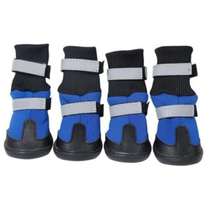 Pet Long-Tube Shoes Medium & Large Dogs Outdoor Wear-Resistant Snow Boots, Size: L(Blue) (OEM)