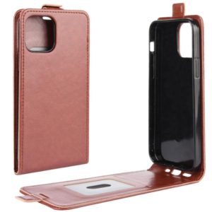 For iPhone 12 Pro Max R64 Texture Single Vertical Flip Leather Protective Case with Card Slots & Photo Frame(Brown) (OEM)