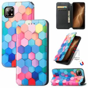 For Sharp Aquos Sense 6 Colorful Magnetic Horizontal Flip Leather Phone Case with Holder & Card Slot & Wallet(Colorful Cube) (OEM)