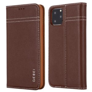 For iPhone 11 Pro GEBEI Top-grain Leather Horizontal Flip Protective Case with Holder & Card Slots(Brown) (GEBEI) (OEM)