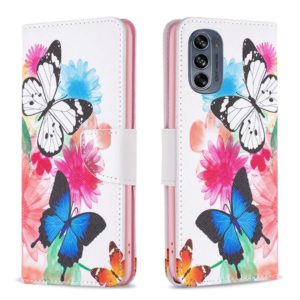 For Motorola Moto G62 Colored Drawing Pattern Leather Phone Case(Butterflies) (OEM)