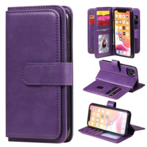 For iPhone 11 Pro Multifunctional Magnetic Copper Buckle Horizontal Flip Solid Color Leather Case with 10 Card Slots & Wallet & Holder & Photo Frame(Purple) (OEM)