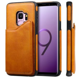 For Galaxy S9 Shockproof Calf Texture Protective Case with Holder & Card Slots & Frame(Brown) (OEM)