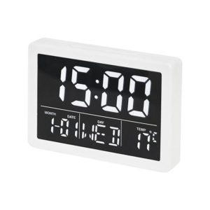 Large Screen LED Clock Bedside Multifunctional Electronic Alarm Clock(White Shell White Light) (OEM)