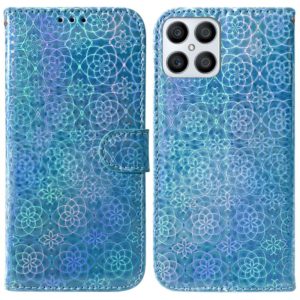 For Honor X8 Colorful Magnetic Buckle Leather Phone Case(Blue) (OEM)