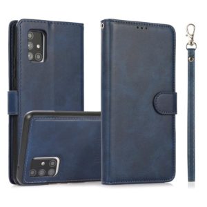 For Samsung Galaxy A71 Calf Texture 2 in 1 Detachable Magnetic Back Cover Horizontal Flip Leather Case with Holder & Card Slots & Wallet & Photo Frame(Blue) (OEM)