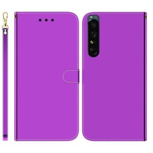 For Sony Xperia 1 IV Imitated Mirror Surface Horizontal Flip Leather Phone Case(Purple) (OEM)