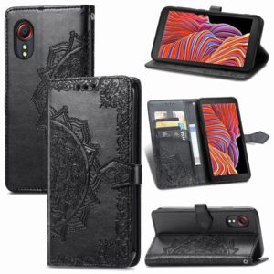 For Samsung Galaxy XCover 5 Mandala Flower Embossed Horizontal Flip Leather Case with Bracket / Card Slot / Wallet / Lanyard(Black) (OEM)