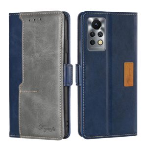 For Infinix Hot 11S/X6812 Contrast Color Side Buckle Leather Phone Case(Blue + Grey) (OEM)