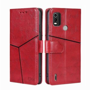 For Nokia C21 Plus Geometric Stitching Horizontal Flip Leather Phone Case(Red) (OEM)