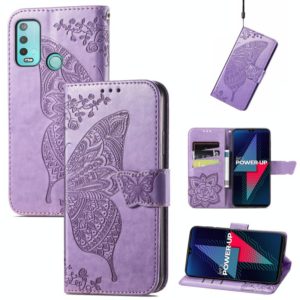 For Wiko Power U30 Butterfly Love Flowers Embossed Horizontal Flip Leather Case with Holder & Card Slots & Wallet & Lanyard(Light Purple) (OEM)