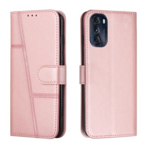 For Motorola Moto G 5G 2022 Stitching Calf Texture Buckle Leather Phone Case(Rose Gold) (OEM)
