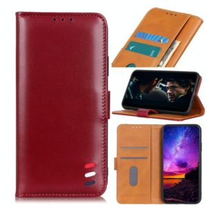 For Samsung Galaxy A51 5G 3-Color Pearl Texture Magnetic Buckle Horizontal Flip PU Leather Case with Card Slots & Wallet & Holder(Wine Red) (OEM)