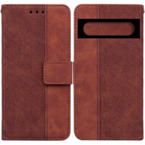 For Google Pixel 7 Pro 5G Geometric Embossed Leather Phone Case(Brown) (OEM)