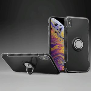 For iPhone XS Max Magnetic 360 Degrees Rotation Ring Armor Protective Case(Black) (OEM)