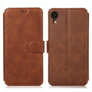 For iPhone XR Calf Texture Magnetic Buckle Horizontal Flip Leather Case with Holder & Card Slots & Wallet & Photo Frame(Brown) (OEM)