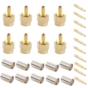 10 PCS Gold Plated Crimp SMA Male Plug Pin RF Connector Adapter for RG174 / RG316 / RG188 / RG179 Cable (OEM)