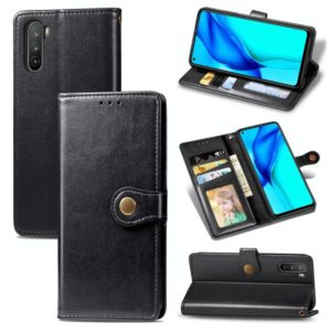 For Huawei Mate 40 Lite/Maimang 9 Solid Color Leather Buckle Phone Case with Lanyard & Photo Frame & Card Slot & Wallet & Stand Function(Black) (OEM)