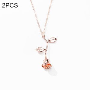 2 PCS Valentines Day Gift Rose Flower Pendant Jewelry Chain Necklace, Chain Length: 45cm(Rose Gold) (OEM)