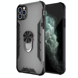 For iPhone 11 Pro Max Magnetic Frosted PC + Matte TPU Shockproof Case with Ring Holder (Phantom Black) (OEM)