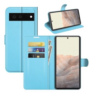 For Google Pixel 6 Litchi Texture Horizontal Flip Protective Case with Holder & Card Slots & Wallet(Blue) (OEM)