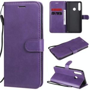 For Huawei Y6p Solid Color Horizontal Flip Protective Leather Case with Holder & Card Slots & Wallet & Lanyard(Purple) (OEM)