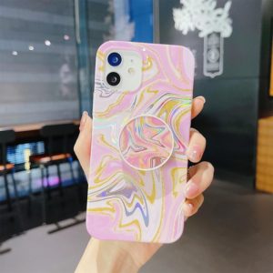 For iPhone 11 Pro Laser Glitter Watercolor Pattern Shockproof Protective Case with Folding Holder (FD5) (OEM)